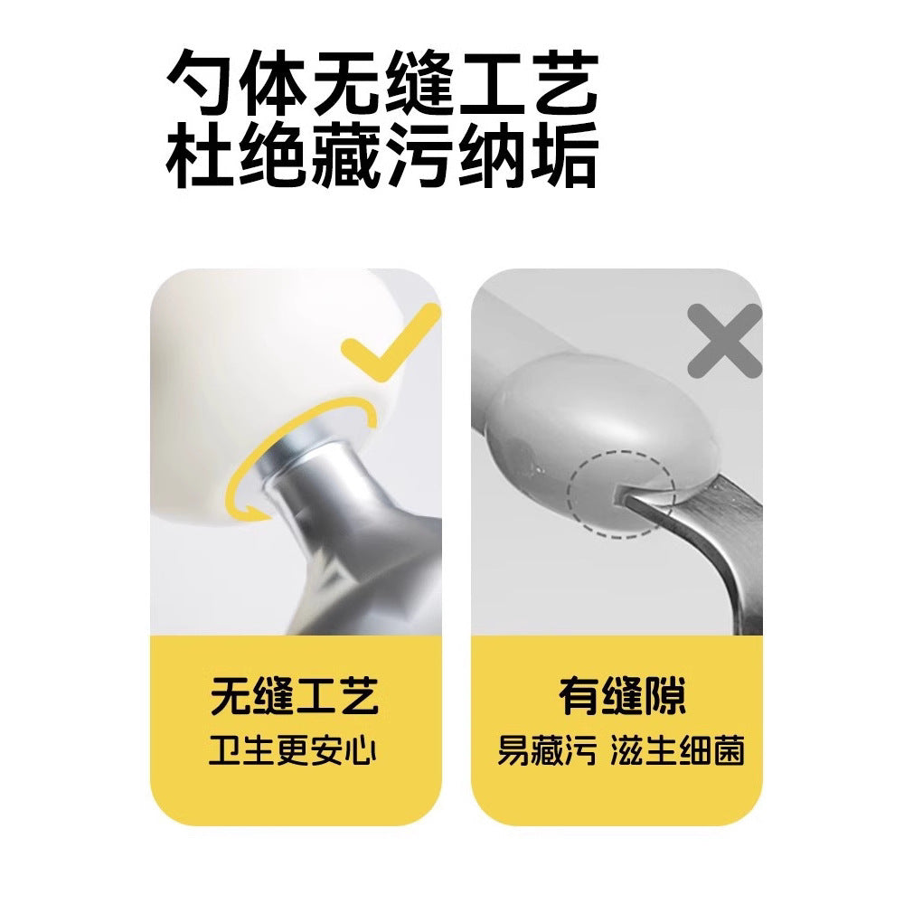 Baby Spoon Children's Tableware Training Spoon Fork Self-eating Rice Spoon Eating Baby Two-color Stainless Steel Fork Spoon - image 3