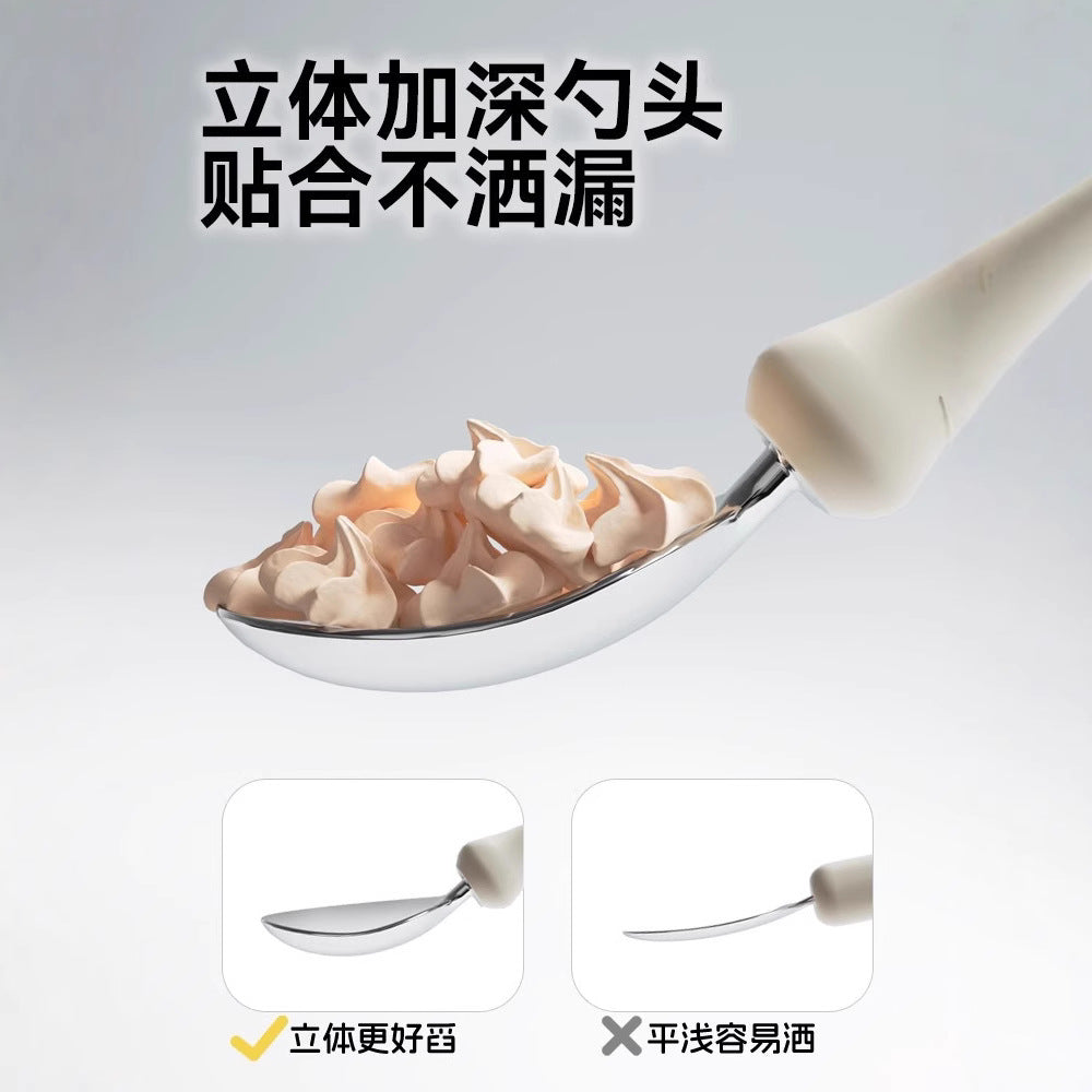 Baby Spoon Children's Tableware Training Spoon Fork Self-eating Rice Spoon Eating Baby Two-color Stainless Steel Fork Spoon - image 4