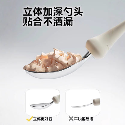 Baby Spoon Children's Tableware Training Spoon Fork Self-eating Rice Spoon Eating Baby Two-color Stainless Steel Fork Spoon - image 4