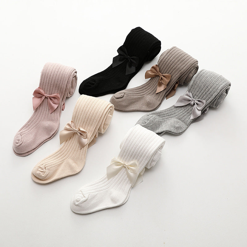 2025 Stripesd Kidsren's Pantyhose Spring & Fall Girls Dance Socks Big Bow Baby Body Socks Wholesale Bottoming Socks - image 2