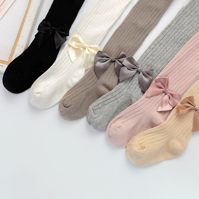 2025 Stripesd Kidsren's Pantyhose Spring & Fall Girls Dance Socks Big Bow Baby Body Socks Wholesale Bottoming Socks - image 4