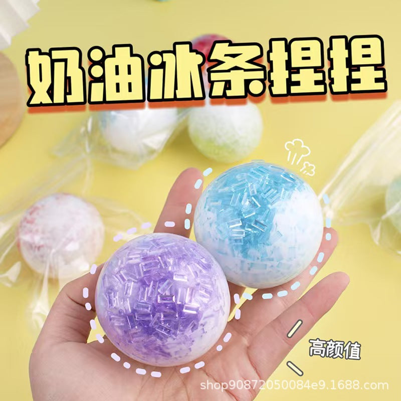 Creative Hand-made Ball Crushed Ice Ice Pinch Music Decompression Vent Toy Slow Rebound Shaped Star Ice Pinch Noisy Ball - image 2