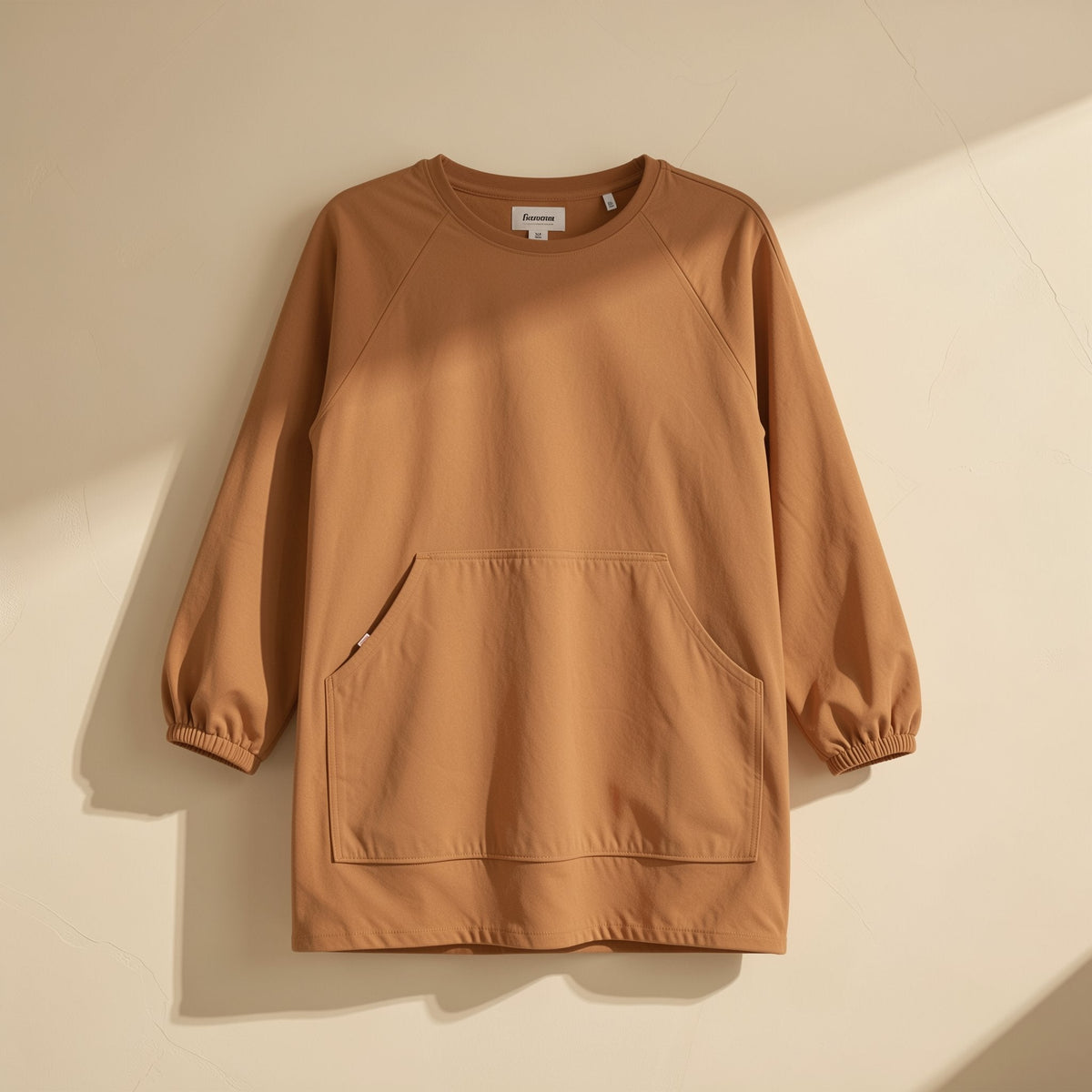 Children's solid-color long-sleeved smock described as water-repellent and stain-resistant - view 5