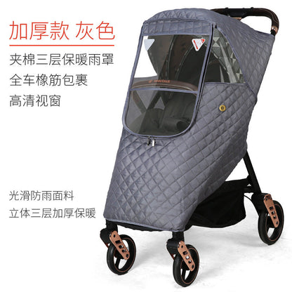 Baby Stroller Windproof Cover Rain Cover Universal Stroller Cover Warm Winter Baby Kidsren's Umbrella Stroller Windshield and Cold Protection Cover - image 3