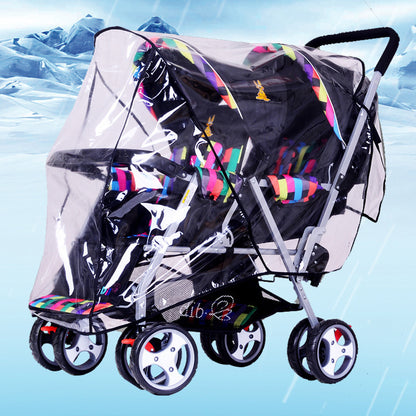 Baby stroller twin stroller rain cover double front and rear seat baby stroller windproof cover wholesale - image 1