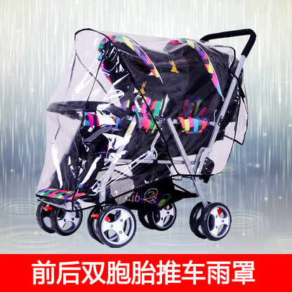 Baby stroller twin stroller rain cover double front and rear seat baby stroller windproof cover wholesale - image 3