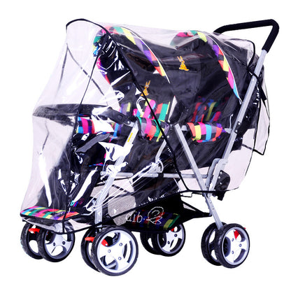 Baby stroller twin stroller rain cover double front and rear seat baby stroller windproof cover wholesale - image 5