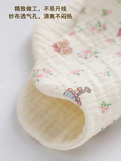 Pure cotton class a maternal and infant grade gauze six-layer petal saliva towel baby 360 degree bib snap button adjustable bib - image 4