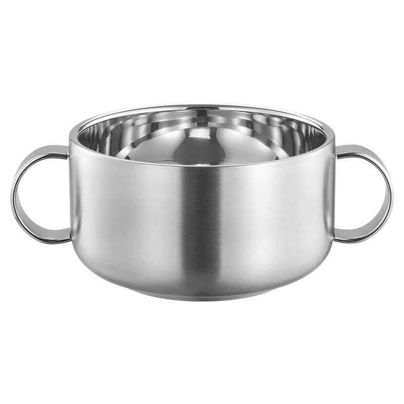 316 Stainless Steel Kidsren's Bowl Double-Layer Thickeneded Double-Eared Soup Bowl with Handle Eating Bowl Baby Bowl Anti-Fall and Anti-Scalding - image 5