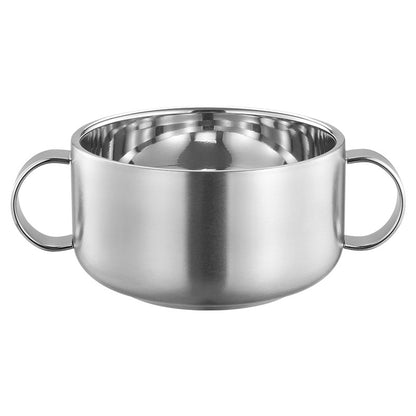 316 Stainless Steel Kidsren's Bowl Double-Layer Thickeneded Double-Eared Soup Bowl with Handle Eating Bowl Baby Bowl Anti-Fall and Anti-Scalding - image 5