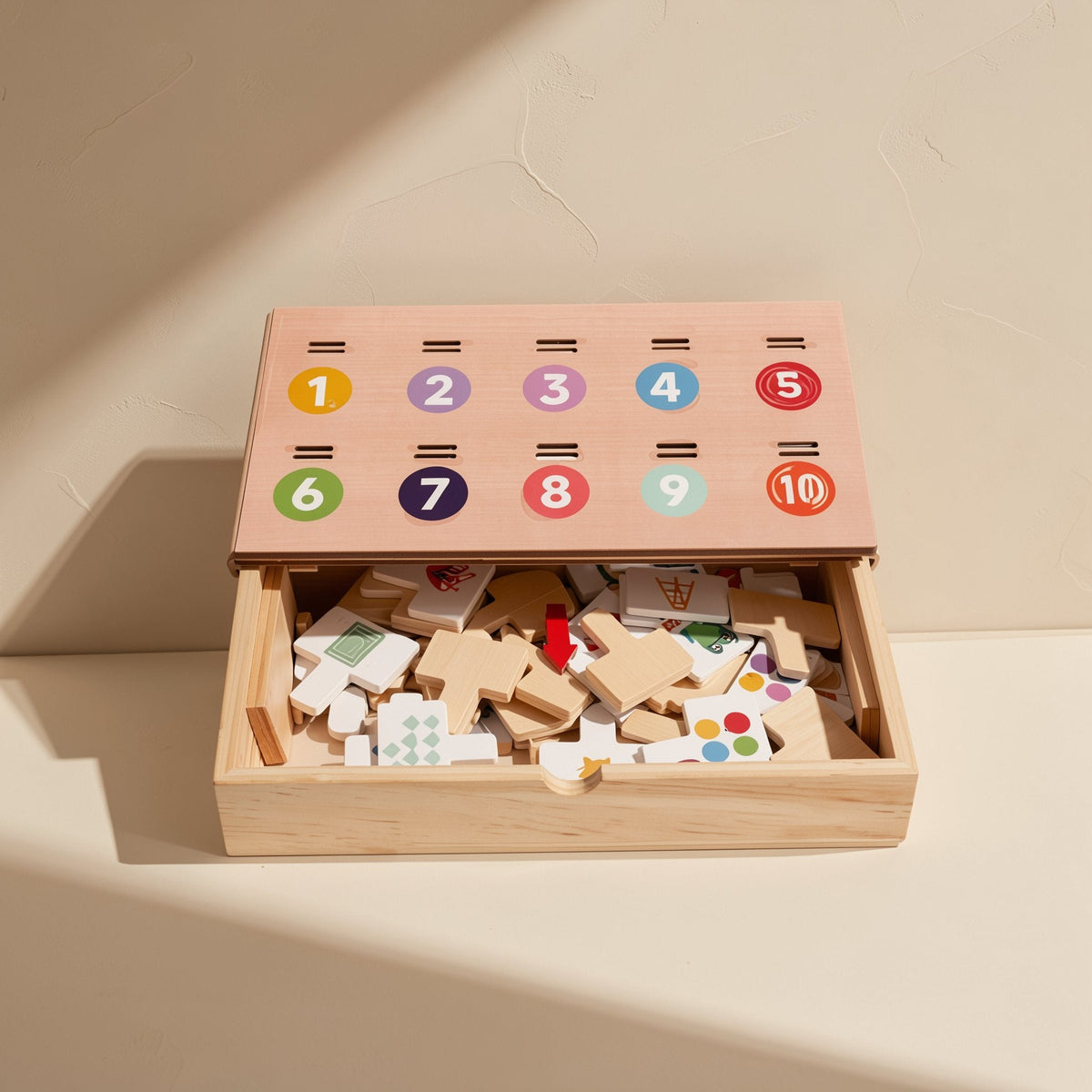 Wooden children's shadow and shape matching educational toy box - view 2