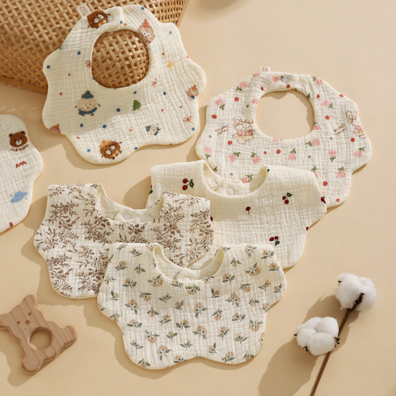 Saliva Towel Baby Six-Layer Gauze Bib Newborn Saliva Bib Kidsren's Scarf Baby Neck Petal Bib - image 1