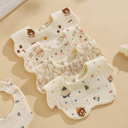 Saliva Towel Baby Six-Layer Gauze Bib Newborn Saliva Bib Kidsren's Scarf Baby Neck Petal Bib - image 2
