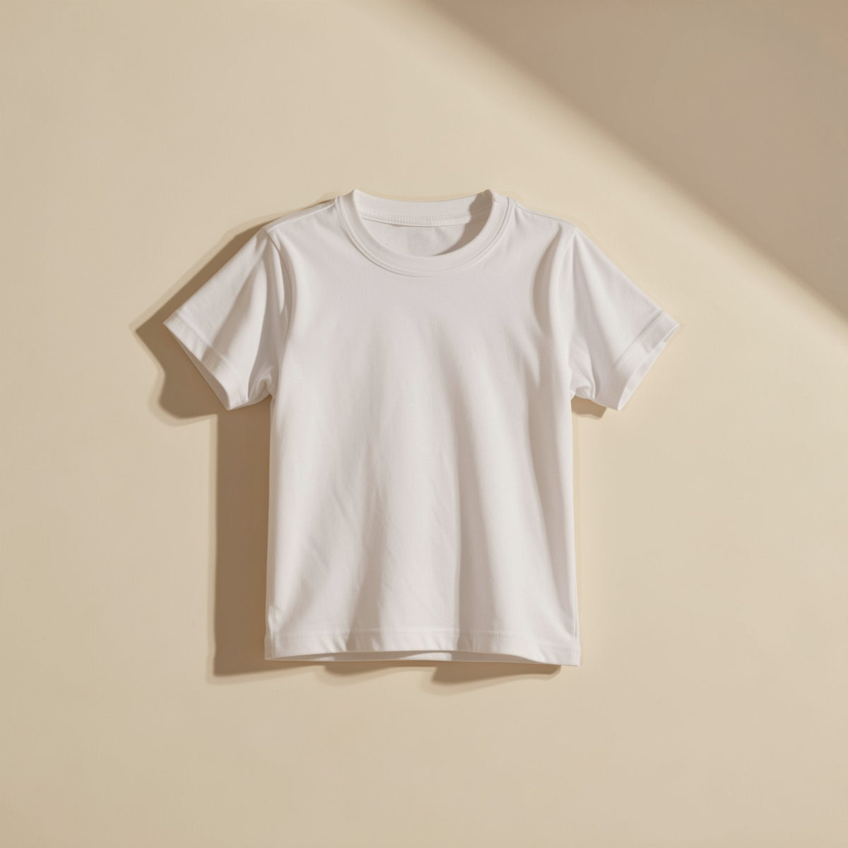 Solid-color kids' cotton T-shirt with short sleeves and a round neckline - view 4