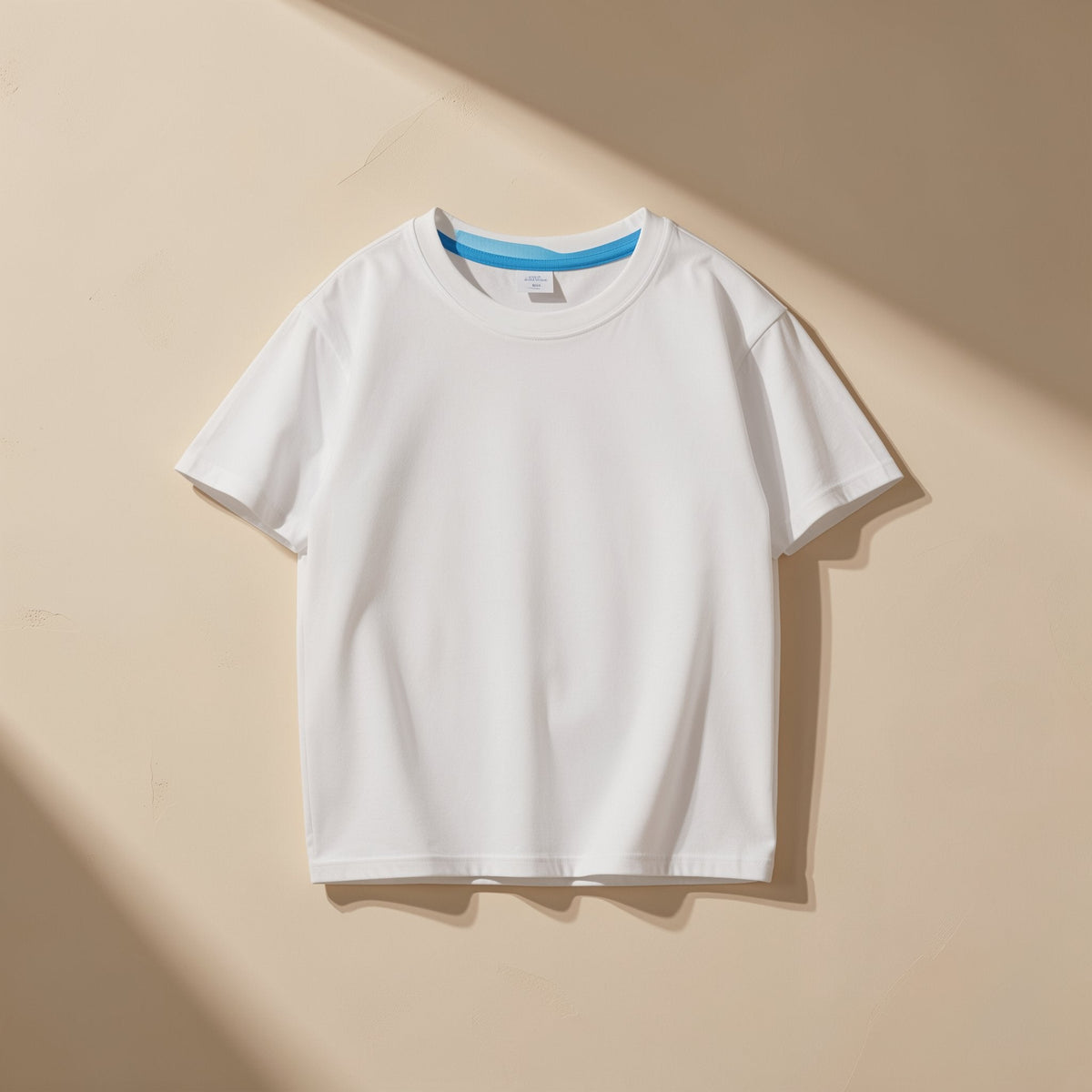 Solid-color kids' cotton T-shirt with short sleeves and a round neckline - view 5