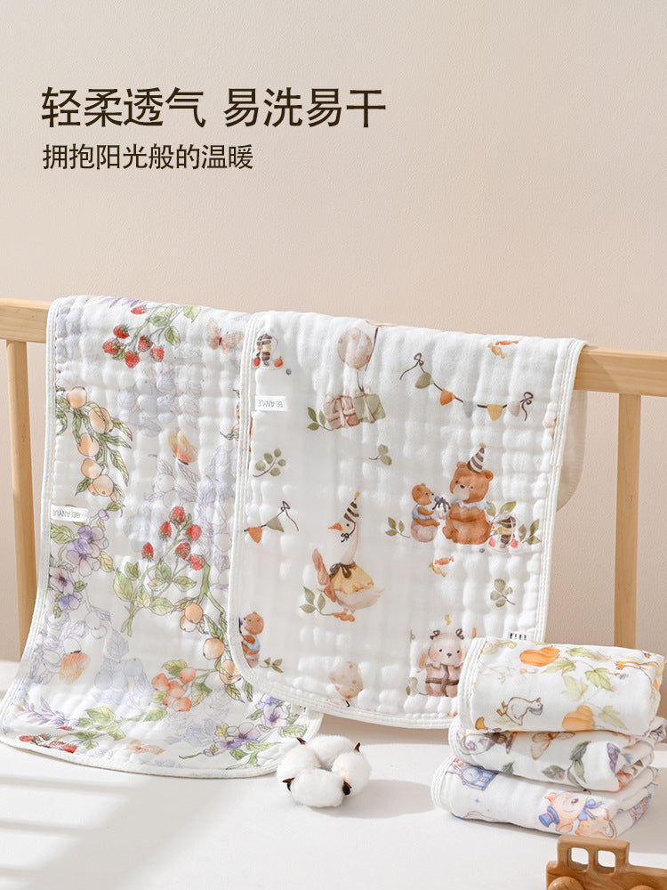 Baby Saliva Towel Type a Pure Cotton Baby Towel Baby Gauze Towel Six-Layer Seersucker Cotton Small Towel - image 1