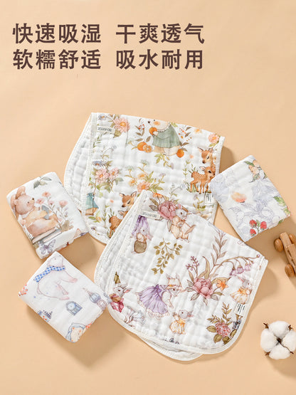 Baby Saliva Towel Type a Pure Cotton Baby Towel Baby Gauze Towel Six-Layer Seersucker Cotton Small Towel - image 3