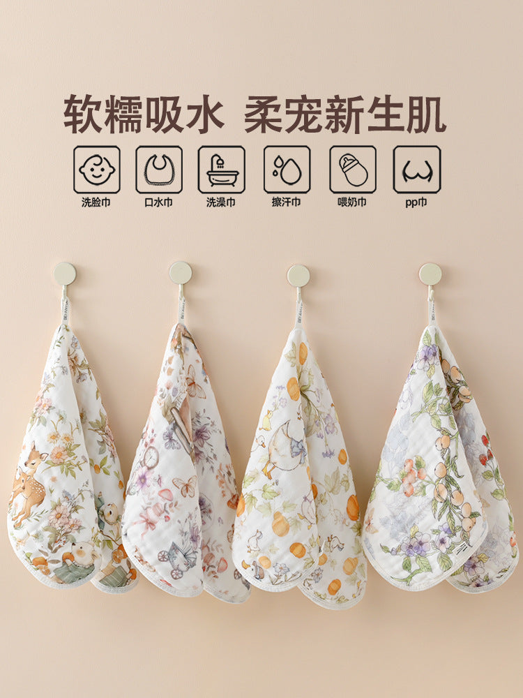 Baby Saliva Towel Type a Pure Cotton Baby Towel Baby Gauze Towel Six-Layer Seersucker Cotton Small Towel - image 4