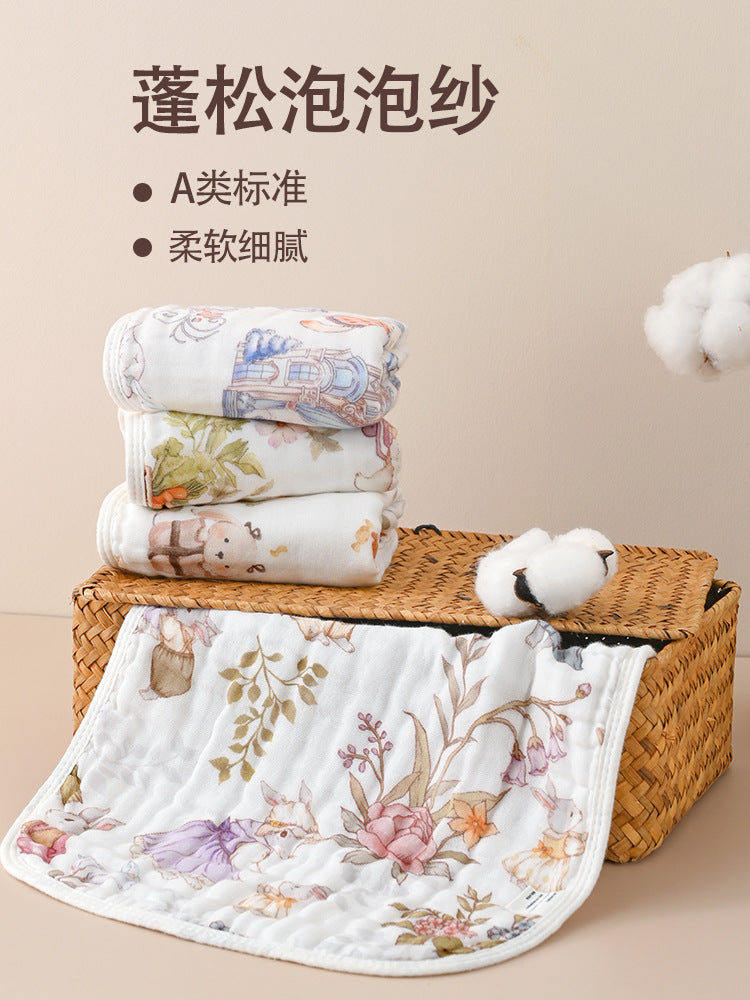 Baby Saliva Towel Type a Pure Cotton Baby Towel Baby Gauze Towel Six-Layer Seersucker Cotton Small Towel - image 5