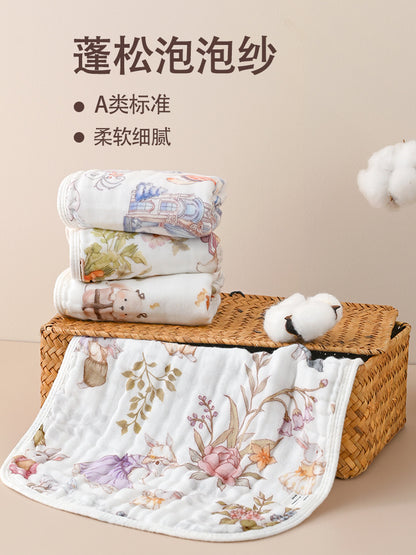 Baby Saliva Towel Type a Pure Cotton Baby Towel Baby Gauze Towel Six-Layer Seersucker Cotton Small Towel - image 5