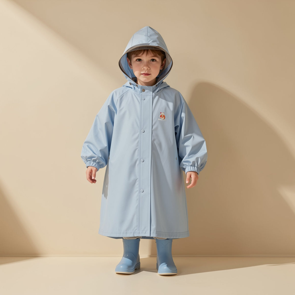 Children's PVC rain poncho with a large brim and space for a backpack - view 3