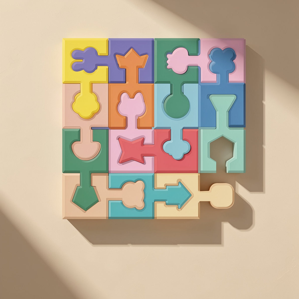Wooden geometric shape-matching building-block puzzle - view 2