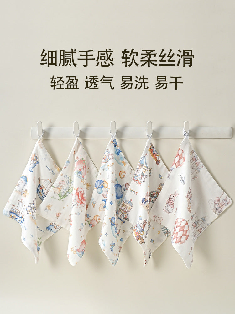 Bamboo Cotton Saliva Towel Infant and Toddler Bamboo Gauze Small Square Towel Towel Face Towel Newborn Baby Kidsren Category a Square Towel - image 5