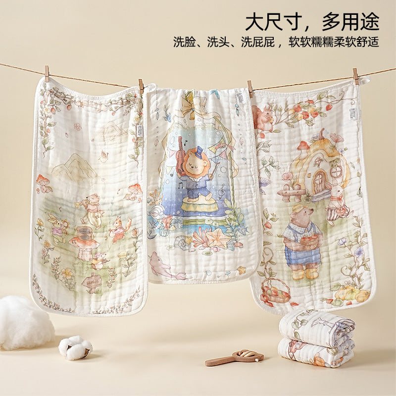 Children's Towel Wrapped 6-Layer Gauze Towel Class a Towel Antibacterial Baby Saliva Towel Baby Bath Towel - image 2