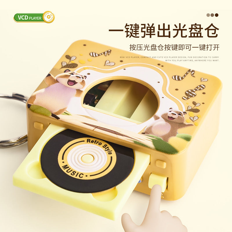 New Kidsren's Artificial Vcd Walkman Toy Mini Cartoon Light Music Player Keychain Pendant - image 3