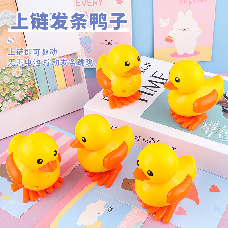 Children's Cartoon Wind-Up Little Yellow Duck Simulation Jumping Duck Kindergarten Baby Wind-Up Toy Small Gift Street Stall Wholesale - image 1