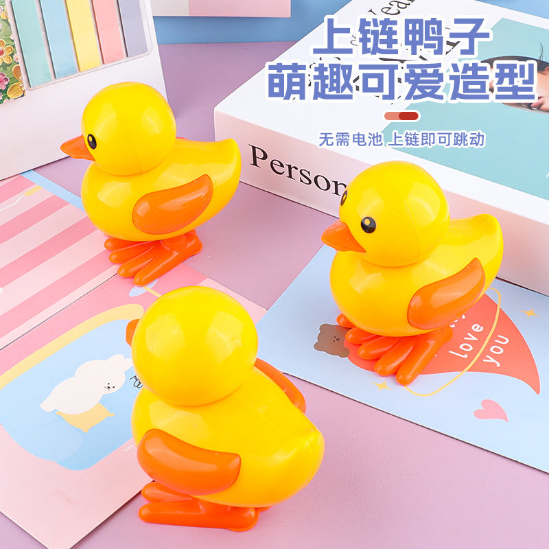 Children's Cartoon Wind-Up Little Yellow Duck Simulation Jumping Duck Kindergarten Baby Wind-Up Toy Small Gift Street Stall Wholesale - image 2