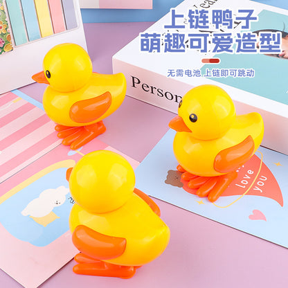 Children's Cartoon Wind-Up Little Yellow Duck Simulation Jumping Duck Kindergarten Baby Wind-Up Toy Small Gift Street Stall Wholesale - image 2