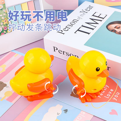 Children's Cartoon Wind-Up Little Yellow Duck Simulation Jumping Duck Kindergarten Baby Wind-Up Toy Small Gift Street Stall Wholesale - image 3