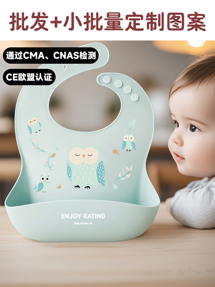 Baby Silicone Bib Waterproof Baby Eating Bib Children's Bib Three-Dimensional Rice Pocket Mother and Baby Supplies Wholesale - image 1