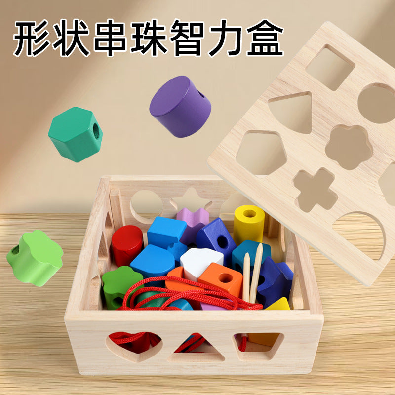 Children's Wooden Geometric Shape Matching Building Block Toys Baby Color Cognitive Early Education Puzzle 21-Hole Intelligence Box - image 1