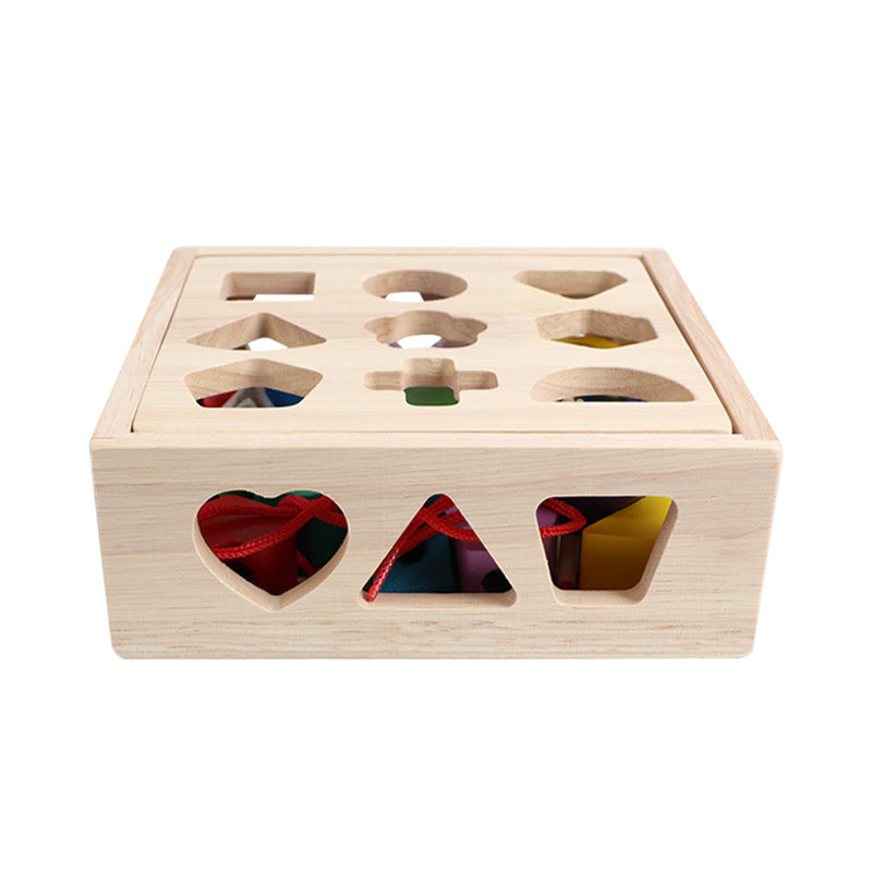 Children's Wooden Geometric Shape Matching Building Block Toys Baby Color Cognitive Early Education Puzzle 21-Hole Intelligence Box - image 5
