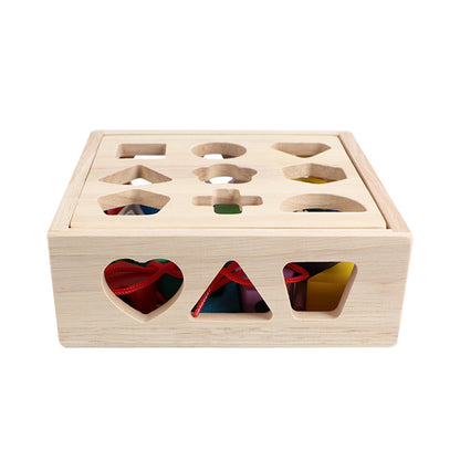 Children's Wooden Geometric Shape Matching Building Block Toys Baby Color Cognitive Early Education Puzzle 21-Hole Intelligence Box - image 5