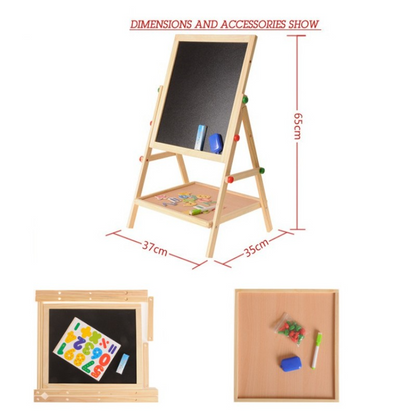 Kids 2 in 1 Wooden Blackboard Whiteboard Children Art Easel