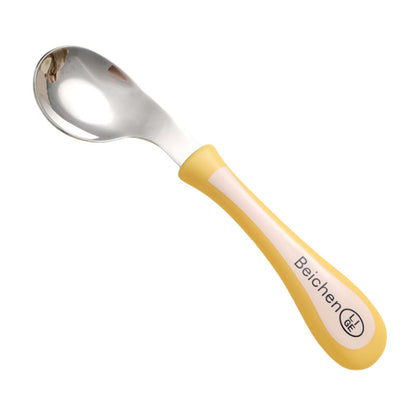 316L Stainless Steel Baby Independent Feeding Spoon Baby Learning to Eat Training Spoon Kidsren's Elbow Fork Spoon - image 5