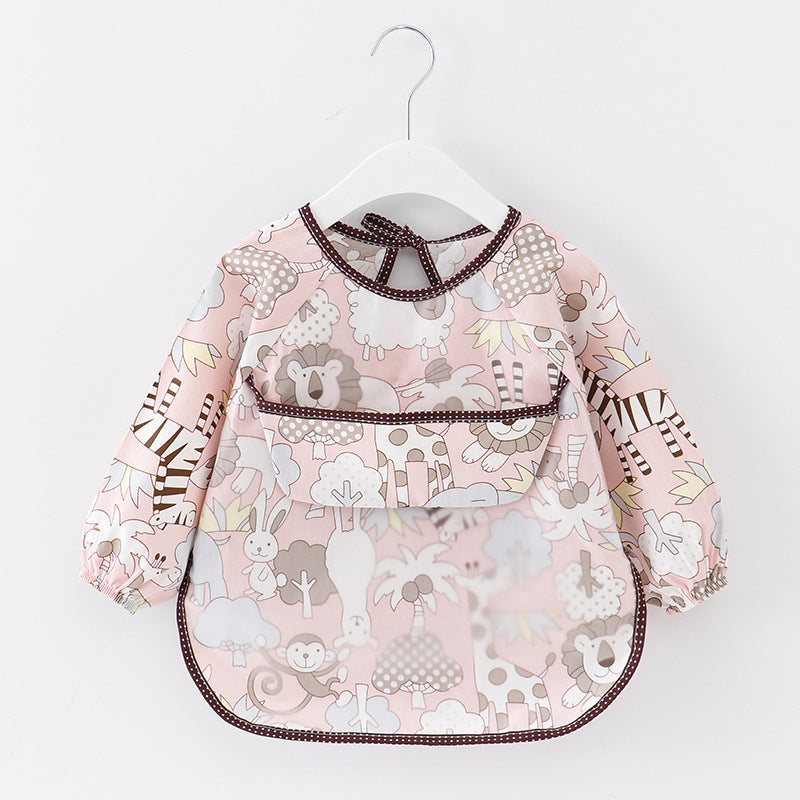 Children's Smock Waterproof Long-Sleeved Reverse Dressing Baby Eating Clothes Apron Pure Cotton Kidsren's Smock Baby Bib Protective Clothing - image 1