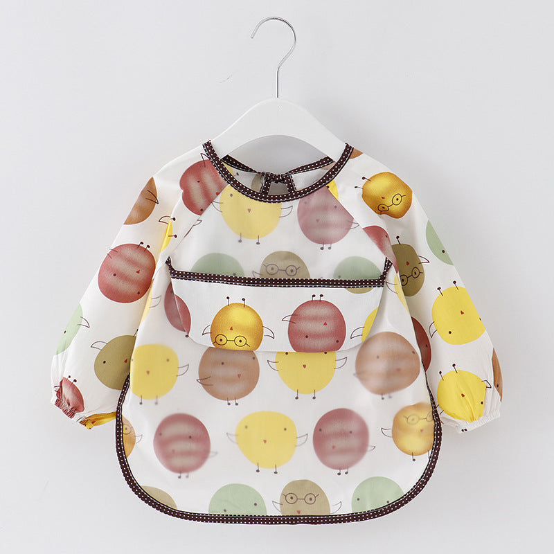 Children's Smock Waterproof Long-Sleeved Reverse Dressing Baby Eating Clothes Apron Pure Cotton Kidsren's Smock Baby Bib Protective Clothing - image 2
