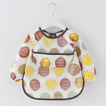 Children's Smock Waterproof Long-Sleeved Reverse Dressing Baby Eating Clothes Apron Pure Cotton Kidsren's Smock Baby Bib Protective Clothing - image 2