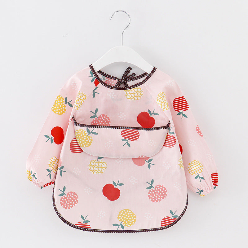 Children's Smock Waterproof Long-Sleeved Reverse Dressing Baby Eating Clothes Apron Pure Cotton Kidsren's Smock Baby Bib Protective Clothing - image 3
