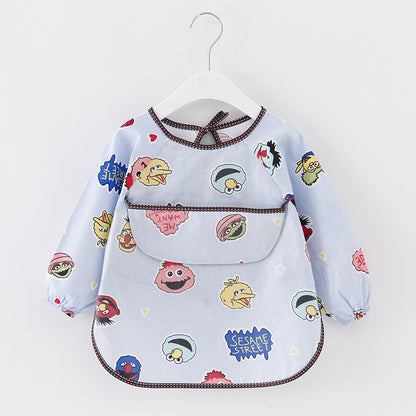 Children's Smock Waterproof Long-Sleeved Reverse Dressing Baby Eating Clothes Apron Pure Cotton Kidsren's Smock Baby Bib Protective Clothing - image 4