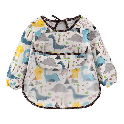 Children's Smock Waterproof Long-Sleeved Reverse Dressing Baby Eating Clothes Apron Pure Cotton Kidsren's Smock Baby Bib Protective Clothing - image 5