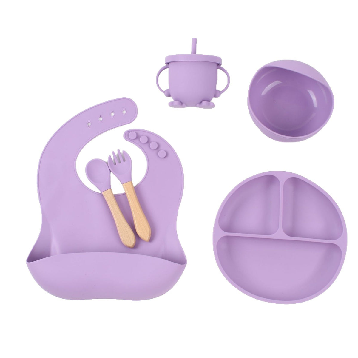 6-Piece Set of Silicone Dinner Plates, Baby Products, Mother and Baby Supplies, Kidsren's Supplies, Baby Tableware Set, Silicone Bowl - image 5