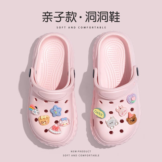 Children's Croc Shoes for Girls, Summer 2026 New Soft Sole Home Non-Slip Parent-Child Outdoor Beach Sandals for Girls - image 1