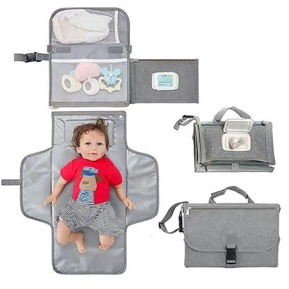 Portable Diaper Changing Pad Large Waterproof Foldable Mat Travel Baby Changing Pad with Wet Wipes Pocket - image 1