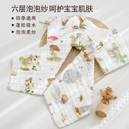 Newborn Gauze Square Towel Pure Cotton Type a Six-Layer Seersucker Baby Face Wash and Bath Towel Baby Saliva Towel - image 2