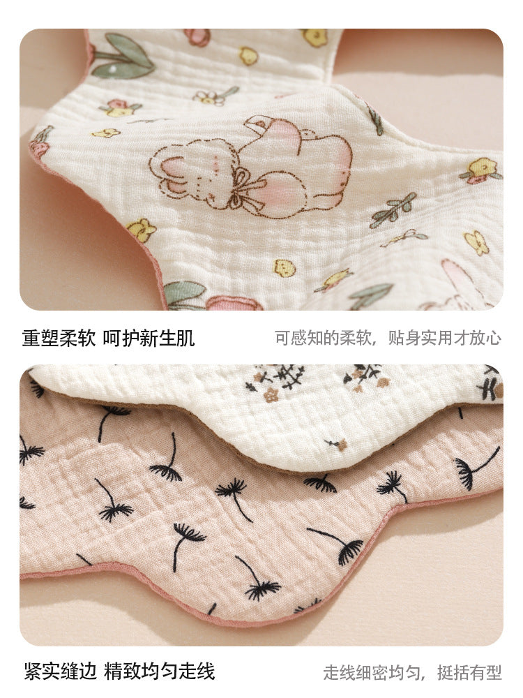 Ins-Style Korean Version Baby Saliva Towel, Pure Cotton Gauze, Rotatable Waterproof Petal Bib for Infants and Toddlers, Reversible - image 2